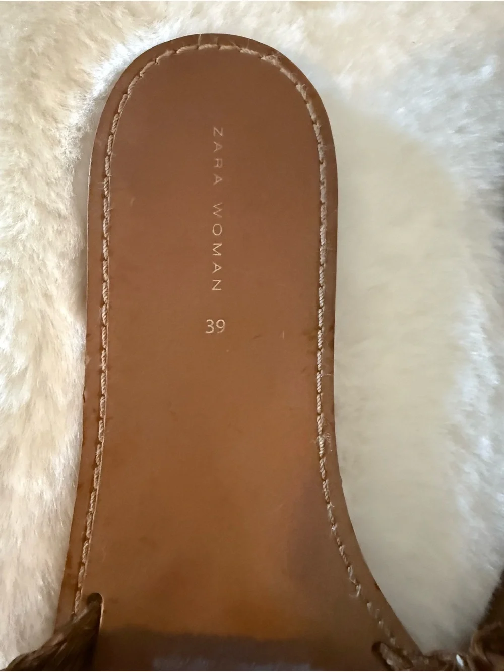 Zara Tan Braided Leather Slide Sandals - Picture 2 of 4